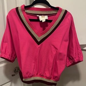 Emily McCarthy Pink V-Neck Women's Top